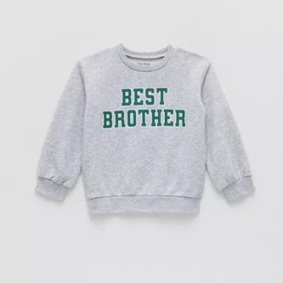 Okie Dokie Toddler & Little Boys Crew Neck Fleece Long Sleeve Sweatshirt In Gray