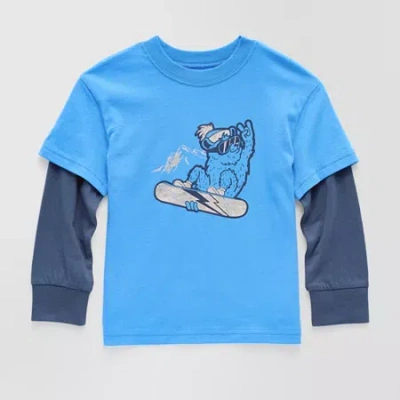 Okie Dokie Toddler & Little Boys Crew Neck Graphic T-shirt In Blue