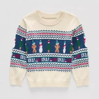 Okie Dokie Toddler & Little Boys Crew Neck Long Sleeve Pullover Sweater In Sand