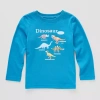 Okie Dokie Toddler & Little Boys Crew Neck Long Sleeve Regular Fit Graphic T-shirt In Blue