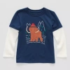 Okie Dokie Toddler & Little Boys Crew Neck Long Sleeve Regular Fit Graphic T-shirt In Blue