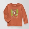 Okie Dokie Toddler & Little Boys Crew Neck Long Sleeve Regular Fit Graphic T-shirt In Brown