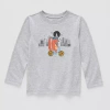 Okie Dokie Toddler & Little Boys Crew Neck Long Sleeve Regular Fit Graphic T-shirt In Gray