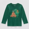 Okie Dokie Toddler & Little Boys Crew Neck Long Sleeve Regular Fit Graphic T-shirt In Green