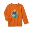 Okie Dokie Toddler & Little Boys Crew Neck Long Sleeve Regular Fit Graphic T-shirt In Orange