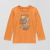 Okie Dokie Toddler & Little Boys Crew Neck Long Sleeve Regular Fit Graphic T-shirt In Orange