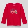 Okie Dokie Toddler & Little Boys Crew Neck Long Sleeve Regular Fit Graphic T-shirt In Red