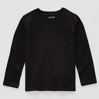 Okie Dokie Toddler & Little Boys Crew Neck Long Sleeve T-shirt In Black