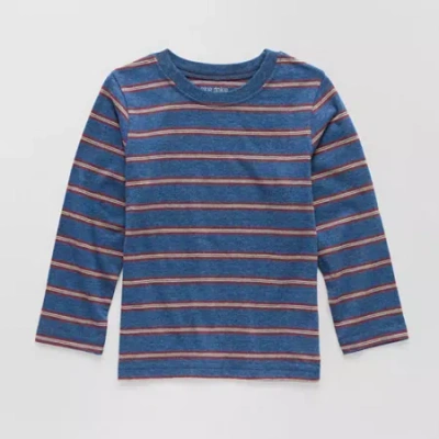 Okie Dokie Toddler & Little Boys Crew Neck Long Sleeve T-shirt In Blue