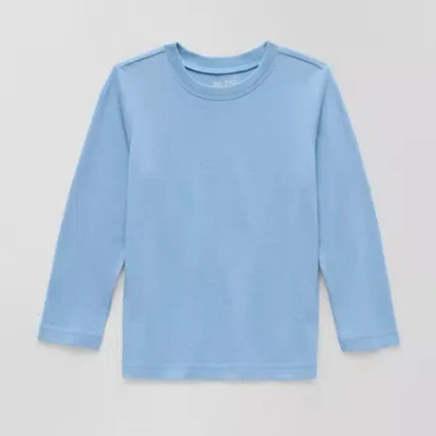 Okie Dokie Toddler & Little Boys Crew Neck Long Sleeve T-shirt In Blue