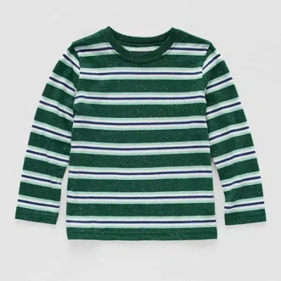 Okie Dokie Toddler & Little Boys Crew Neck Long Sleeve T-shirt In Green