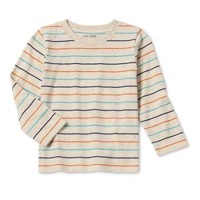 Okie Dokie Toddler & Little Boys Crew Neck Long Sleeve T-shirt In Sand