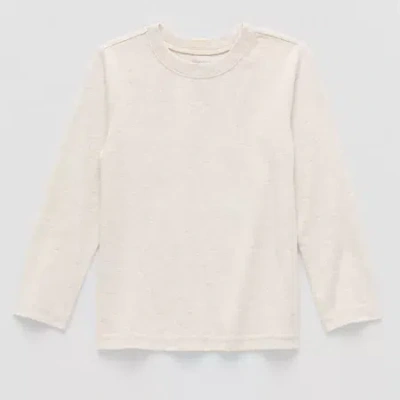 Okie Dokie Toddler & Little Boys Crew Neck Long Sleeve T-shirt In Sand