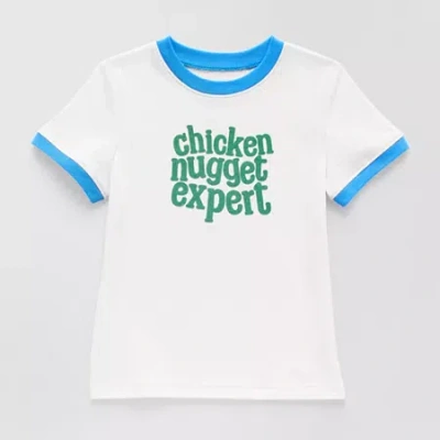 Okie Dokie Toddler & Little Boys Crew Neck Short Sleeve Graphic T-shirt In White