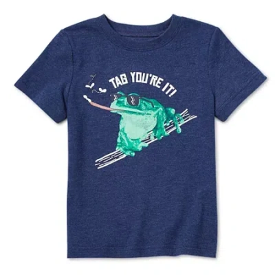 Okie Dokie Toddler & Little Boys Crew Neck Short Sleeve Regular Fit Graphic T-shirt In Blue