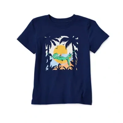 Okie Dokie Toddler & Little Boys Crew Neck Short Sleeve Regular Fit Graphic T-shirt In Blue