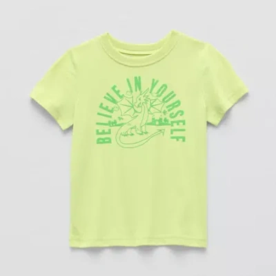 Okie Dokie Toddler & Little Boys Crew Neck Short Sleeve Regular Fit Graphic T-shirt In Green
