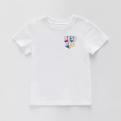 Okie Dokie Toddler & Little Boys Crew Neck Short Sleeve Regular Fit Graphic T-shirt In White