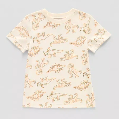 Okie Dokie Toddler & Little Boys Crew Neck Short Sleeve Regular Fit Graphic T-shirt In White