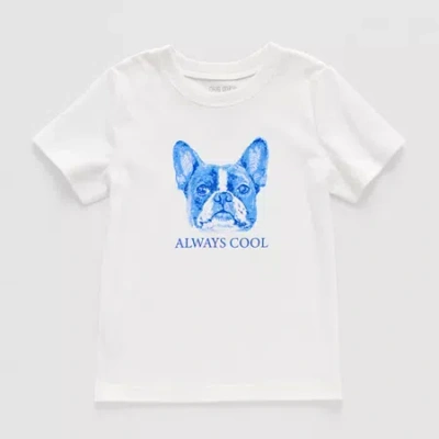 Okie Dokie Toddler & Little Boys Crew Neck Short Sleeve Regular Fit Graphic T-shirt In White