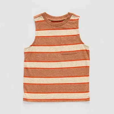 Okie Dokie Toddler & Little Boys Crew Neck Short Sleeve Tank Top In Brown