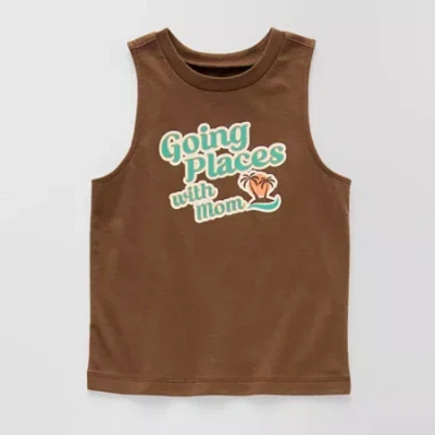 Okie Dokie Toddler & Little Boys Crew Neck Sleeveless Tank Top In Brown
