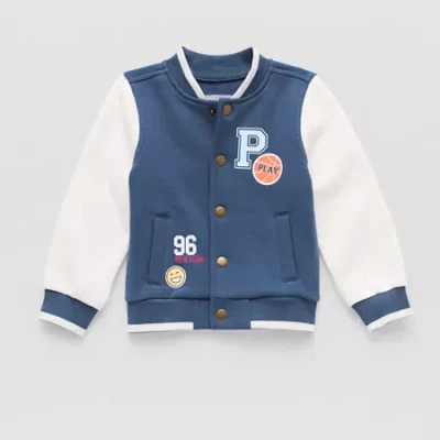 Okie Dokie Toddler & Little Boys Fleece Midweight Varsity Jacket In Blue