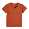 Okie Dokie Toddler & Little Boys Henley Neck Short Sleeve T-shirt In Brown