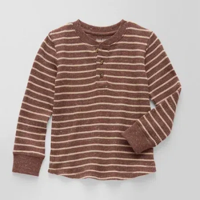 Okie Dokie Toddler & Little Boys Long Sleeve Regular Fit Henley Shirt In Brown