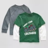 Okie Dokie Toddler & Little Boys Round Neck Long Sleeve Regular Fit 2-pc. Graphic T-shirt In Gray