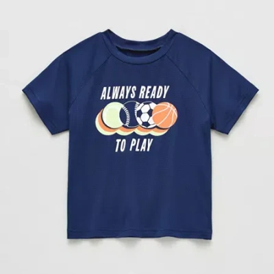Okie Dokie Toddler & Little Boys Round Neck Short Sleeve Graphic T-shirt In Blue