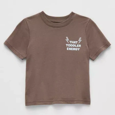 Okie Dokie Toddler & Little Boys Round Neck Short Sleeve Regular Fit Graphic T-shirt In Brown