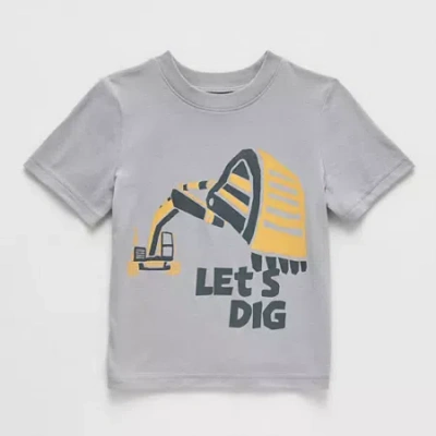 Okie Dokie Toddler & Little Boys Round Neck Short Sleeve Regular Fit Graphic T-shirt In Gray