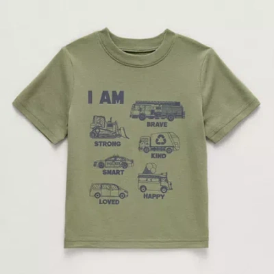 Okie Dokie Toddler & Little Boys Round Neck Short Sleeve Regular Fit Graphic T-shirt In Green