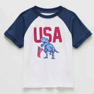 Okie Dokie Toddler & Little Boys Round Neck Short Sleeve Regular Fit Graphic T-shirt In White