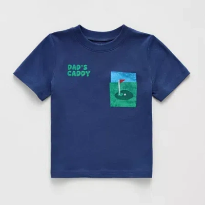 Okie Dokie Toddler & Little Boys Round Neck Short Sleeve Relaxed Fit Graphic T-shirt In Blue