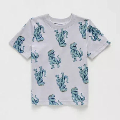 Okie Dokie Toddler & Little Boys Round Neck Short Sleeve Relaxed Fit Graphic T-shirt In Gray