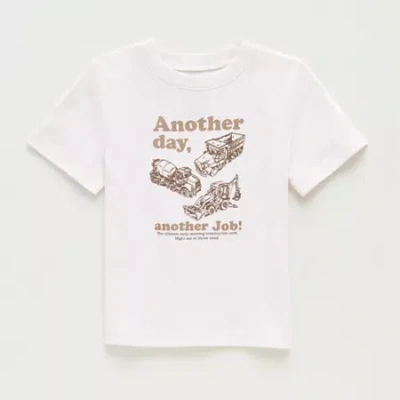 Okie Dokie Toddler & Little Boys Round Neck Short Sleeve Relaxed Fit Graphic T-shirt In White