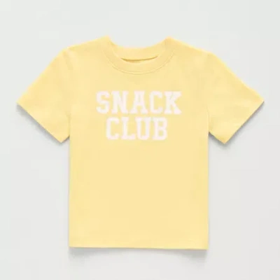 Okie Dokie Toddler & Little Boys Round Neck Short Sleeve Relaxed Fit Graphic T-shirt In Yellow