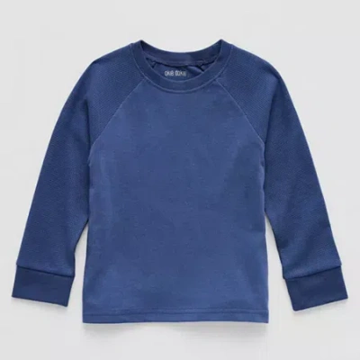 Okie Dokie Toddler & Little Boys Round Neck Waffle Long Sleeve T-shirt In Blue