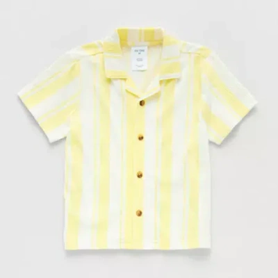 Okie Dokie Kids' Toddler & Little Boys Short Sleeve Fitted Regular Fit Button-down Shirt In Yellow