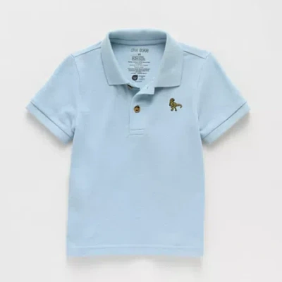 Okie Dokie Kids' Toddler & Little Boys Short Sleeve Regular Fit Polo Shirt In Blue