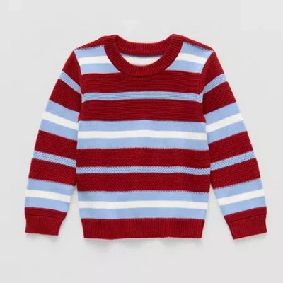 Okie Dokie Toddler & Little Boys Toddler Crew Neck Long Sleeve Pullover Sweater In Red