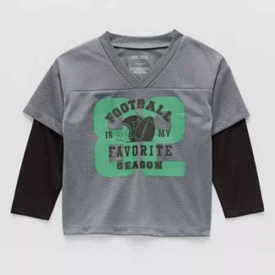 Okie Dokie Toddler & Little Boys V Neck Long Sleeve Graphic T-shirt In Gray