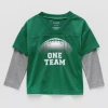 Okie Dokie Toddler & Little Boys V Neck Long Sleeve Graphic T-shirt In Green