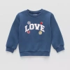 Okie Dokie Toddler & Little Girls Crew Neck Fleece Long Sleeve Sweatshirt In Blue