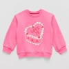 Okie Dokie Toddler & Little Girls Crew Neck Fleece Long Sleeve Sweatshirt In Pink