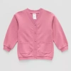 Okie Dokie Toddler & Little Girls Crew Neck Long Sleeve Button Cardigan In Pink