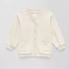 Okie Dokie Toddler & Little Girls Crew Neck Long Sleeve Button Cardigan In Sand