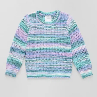 Okie Dokie Toddler & Little Girls Crew Neck Long Sleeve Pullover Sweater In Blue